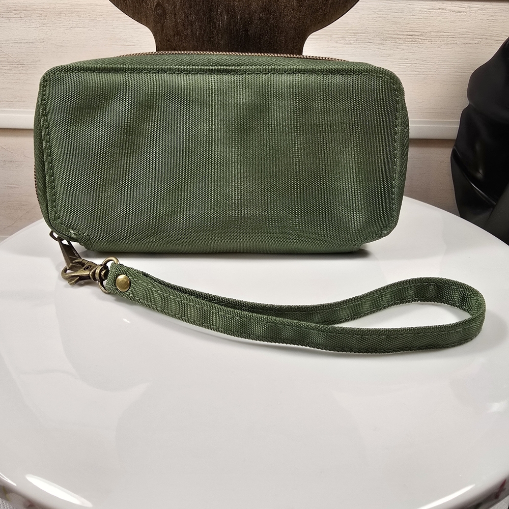 Olive Green Travelon Canvas Wristlet - Picture 2 of 3